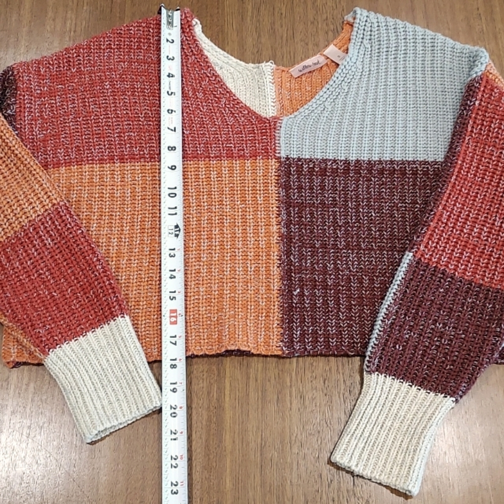 Patchwork V-Neck Sweater - Multicolor - image 5